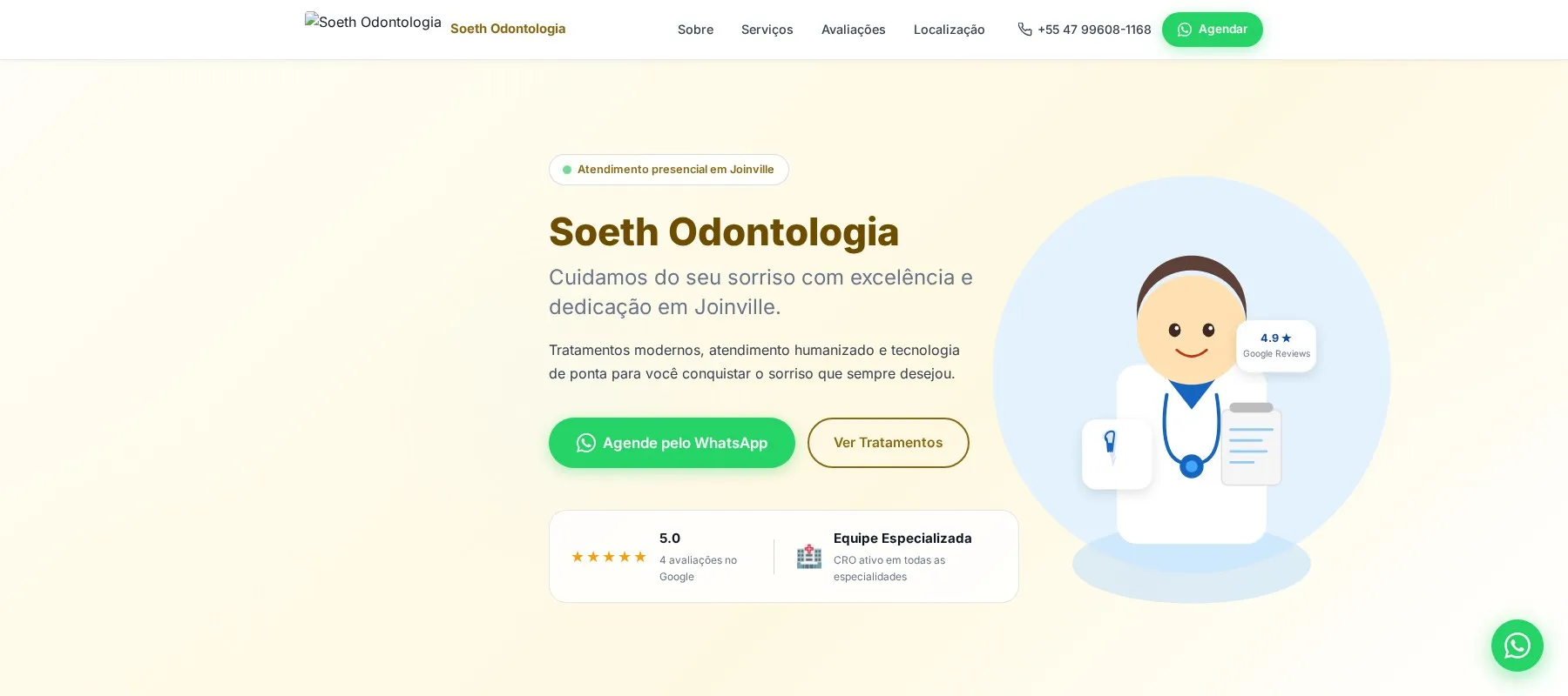 Soeth Odontologia — exemplo de site criado pela Zetria